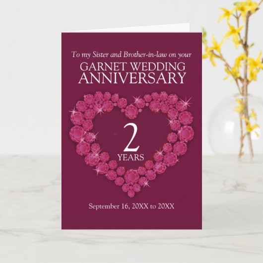 Garnet 2e huwelijksherdenkingsdag kaart (Gele Bloem)