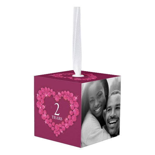 Garnet 2e trouwdag, foto twee foto decoratie (Achter hoekig)