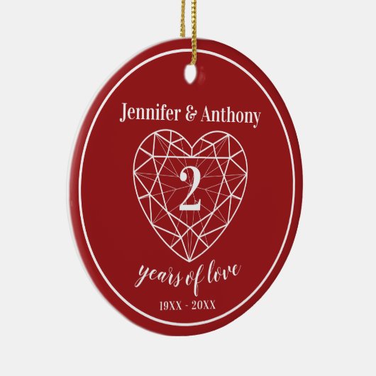 Garnet 2e verjaardag foto op keerzijde keramisch ornament (Rechts)