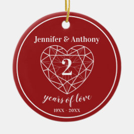 Garnet 2e verjaardag foto op keerzijde keramisch ornament