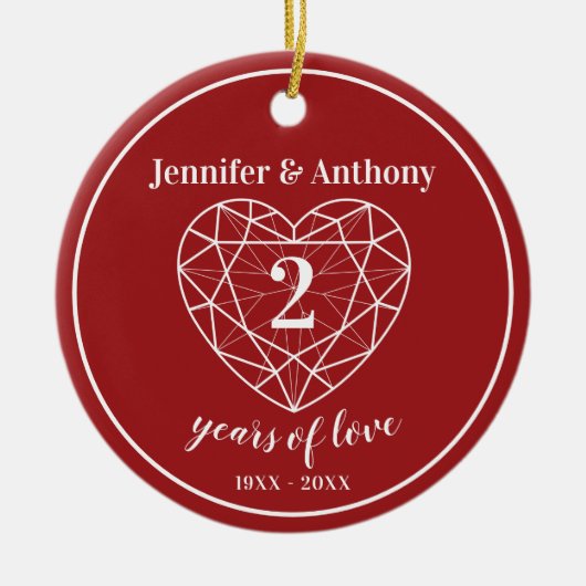 Garnet 2e verjaardag foto op keerzijde keramisch ornament (Voorkant)