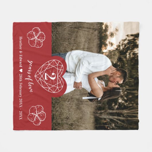 Garnet 2nd Wedding Jubileum Fleece Deken (Voorkant (Horizontaal))