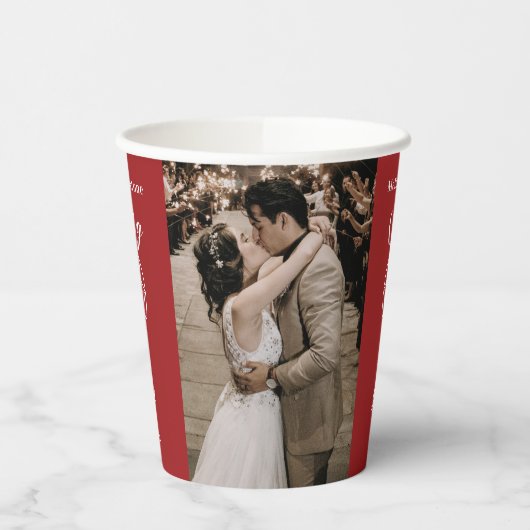 Garnet 2nd Wedding Jubileum omtrekfoto Papieren Bekers (Links)