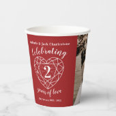 Garnet 2nd Wedding Jubileum omtrekfoto Papieren Bekers (Voorkant)
