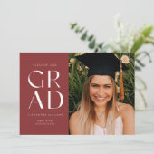 Garnet Afstudeerder Block Modern Photo Afstuderen Kaart (Staand voorkant)