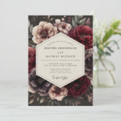 Garnet Barokke Bruiloftsbruidsboeket Kaart (Staand voorkant)