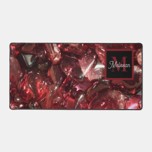 Garnet Birthstone Monogram Personalized Name Bureaumat (Voorkant)