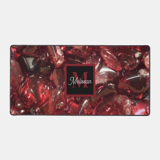 Garnet Birthstone Monogram Personalized Name Bureaumat (Voorkant)