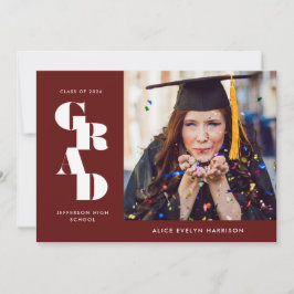 Garnet Bold Serif Single Photo Afstuderen Aankondiging