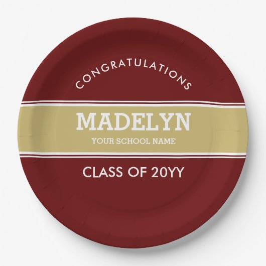 Garnet en Gold Custom Afstuderen Paper Bord (Voorkant)