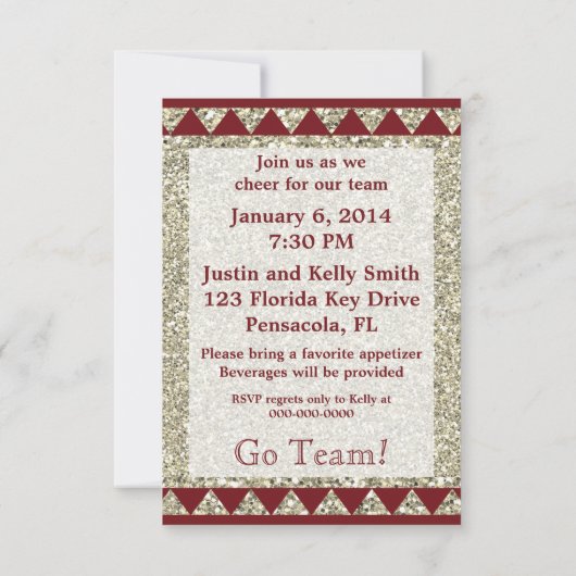 Garnet en Gold/partijuitnodiging Kaart (Achterkant)