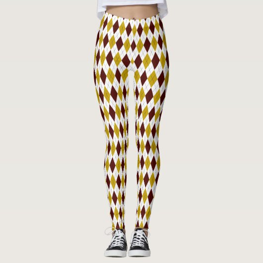 Garnet en Gold Spirited Diamond Argyle Pattern Leggings (Voorkant)