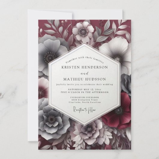 Garnet Gloaming Posy Wedding Kaart (Voorkant)