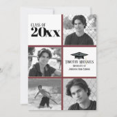 Garnet & Gold Afstudeerder-uitnodiging, Matte 7 x Kaart (Voorkant)