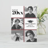 Garnet & Gold Afstudeerder-uitnodiging, Matte 7 x Kaart (Staand voorkant)