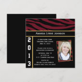 Garnet Gold Black Zebra Afstuderen Invitation Kaart (Voorkant / Achterkant)