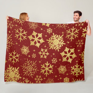 Garnet Gouden Sneeuwvlok Elegantie – Knus Winter Fleece Deken