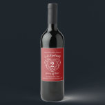 Garnet herdenkt 2 jaar liefde wijnetiketten wijn etiket<br><div class="desc">Eenvoudige steen effect hart lijn art graphics donkerrood en wit 2e bruiloft Jubileum wijnlabel. Pas deze bruiloft jubileum granaat rood gekleurde hart steen wijn labels met uw eigen namen,  jubileum datum en wijn details. © Ontwerp door www.mylittleeden.com</div>