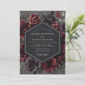 Garnet Moody Flora Bruiloft Kaart (Staand voorkant)