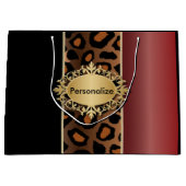 Garnet Red en Black Leopard Pattern Groot Cadeauzakje (Voorkant)