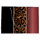 Garnet Red en Black Leopard Pattern Groot Cadeauzakje (Achterkant)