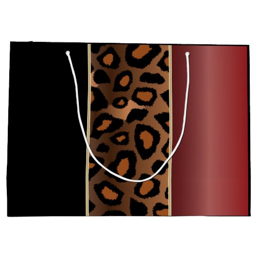 Garnet Red en Black Leopard Pattern Groot Cadeauzakje (Achterkant)