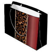 Garnet Red en Black Leopard Pattern Groot Cadeauzakje (Achterkant Gekanteld)