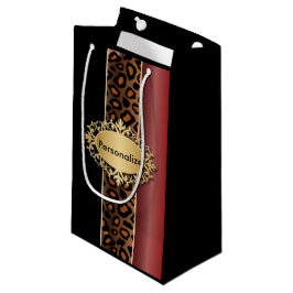 Garnet Red en Black Leopard Pattern Klein Cadeauzakje