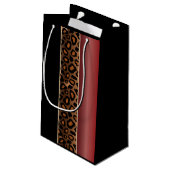 Garnet Red en Black Leopard Pattern Klein Cadeauzakje (Achterkant Gekanteld)