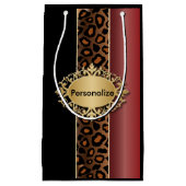 Garnet Red en Black Leopard Pattern Klein Cadeauzakje (Voorkant)