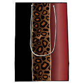 Garnet Red en Black Leopard Pattern Medium Cadeauzakje (Achterkant)