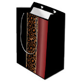 Garnet Red en Black Leopard Pattern Medium Cadeauzakje (Achterkant Gekanteld)
