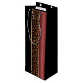 Garnet Red en Black Leopard Pattern Wijn Cadeautas (Achterkant Gekanteld)