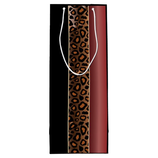 Garnet Red en Black Leopard Pattern Wijn Cadeautas (Achterkant)