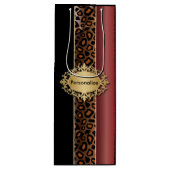 Garnet Red en Black Leopard Pattern Wijn Cadeautas (Voorkant)