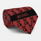 Garnet Red Franse Bulldog Stropdas (Opgerold)