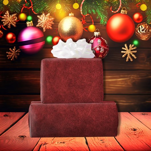 Garnet Red Old Faux Leather Cadeaupapier