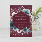 Garnet Slate Moody Bloom Wedding Kaart (Staand voorkant)