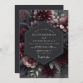 Garnet Somber Bloom Wedding Kaart (Voorkant / Achterkant)