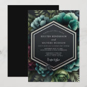 Garnet Teal Clair-obscur Bruiloft Kaart (Voorkant / Achterkant)