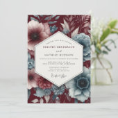 Garnet Teal Renaissance Bruiloft Kaart (Staand voorkant)
