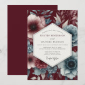 Garnet Teal Renaissance Bruiloft Kaart (Voorkant / Achterkant)