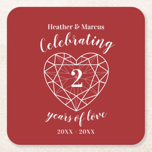 Garnet viert twee jaar onderzetters van een liefde (Voorkant)