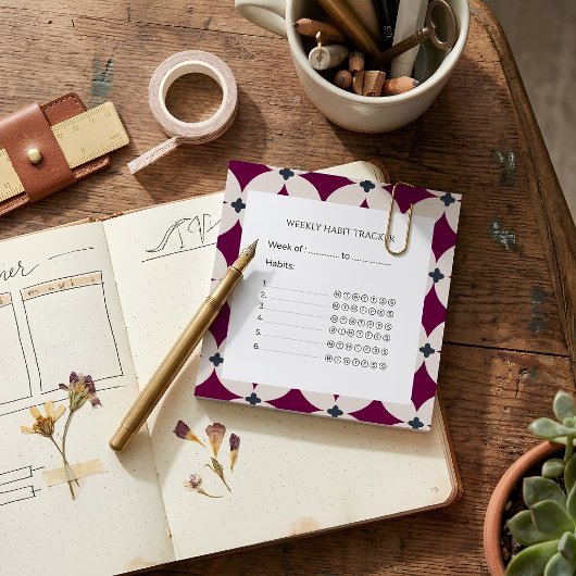 Garnetrode Geometrische Bloemblad Weekelijkse Gewo Post-it® Notes