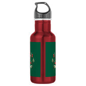 Garrafa de água Natal verde e Flores Vermelhas Waterfles (Achterkant)