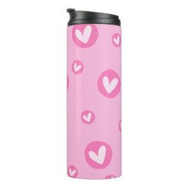 Garrafa Térmica Rosa com Padrão de Corações Thermosbeker