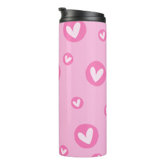 Garrafa Térmica Rosa com Padrão de Corações Thermosbeker