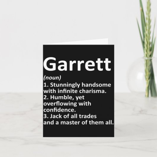 Garrett Definitie Persoonlijke Naam Grappig Kaart (Voorkant)