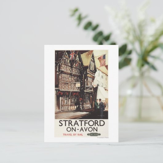 Garrick Inn en Harvard House Rail Poster Briefkaart (Staand voorkant)