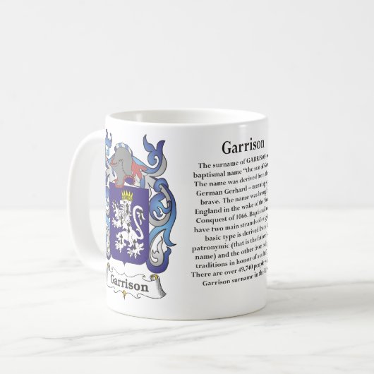 Garrison Family Coat of Arms mok (Voorkant links)